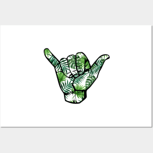 Tropical Shaka Hand Sticker Posters and Art